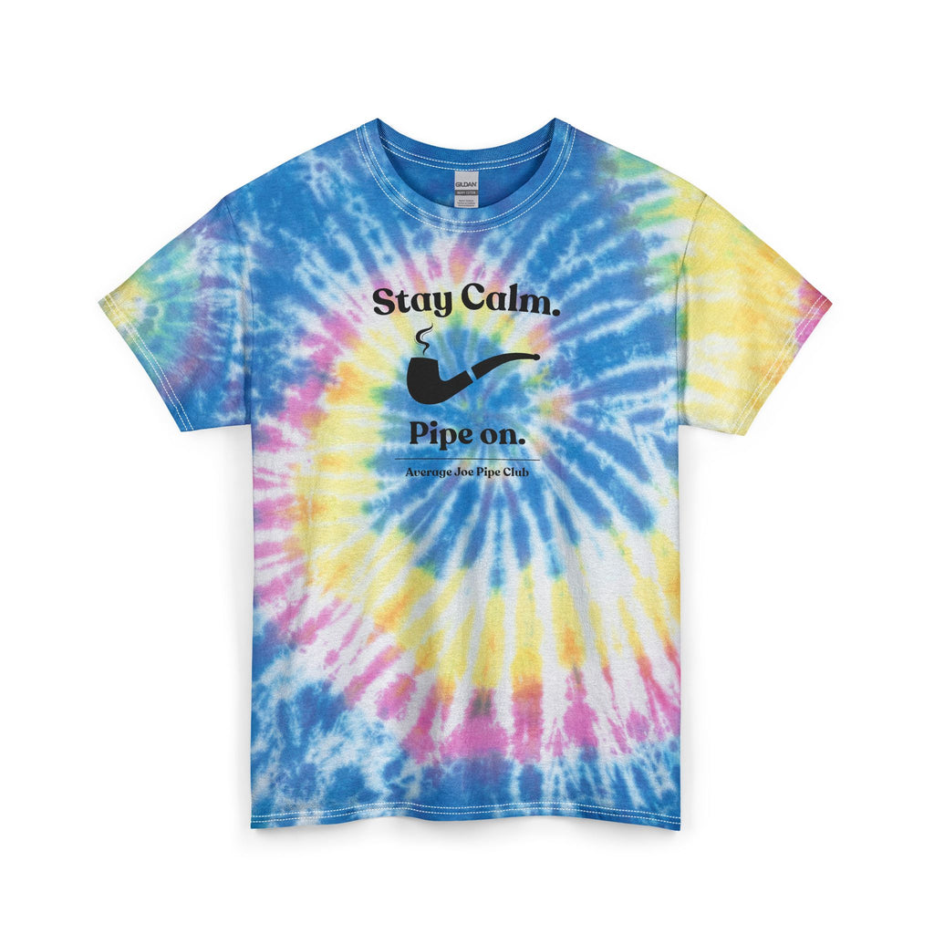 AJPC Tie Dye Tee — "Stay Calm. Pipe On."