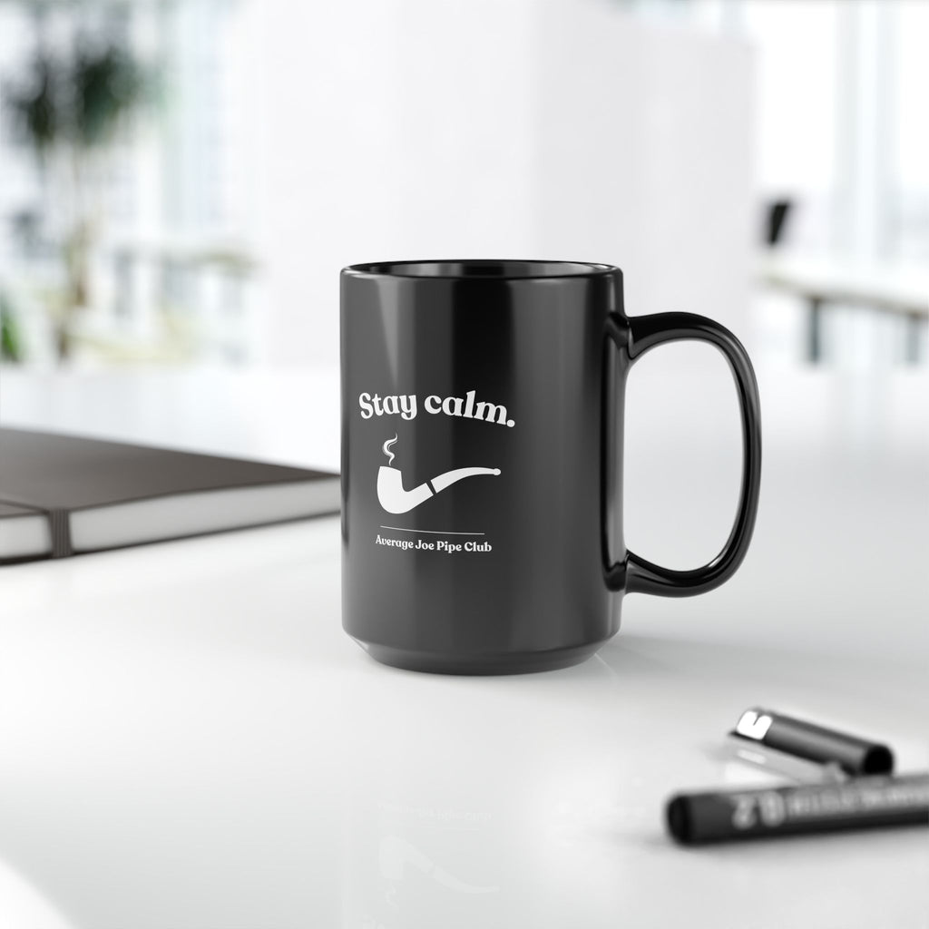 AJPC - Stay Calm Pipe Club Mug — Black Coffee Cup (11oz/15oz)