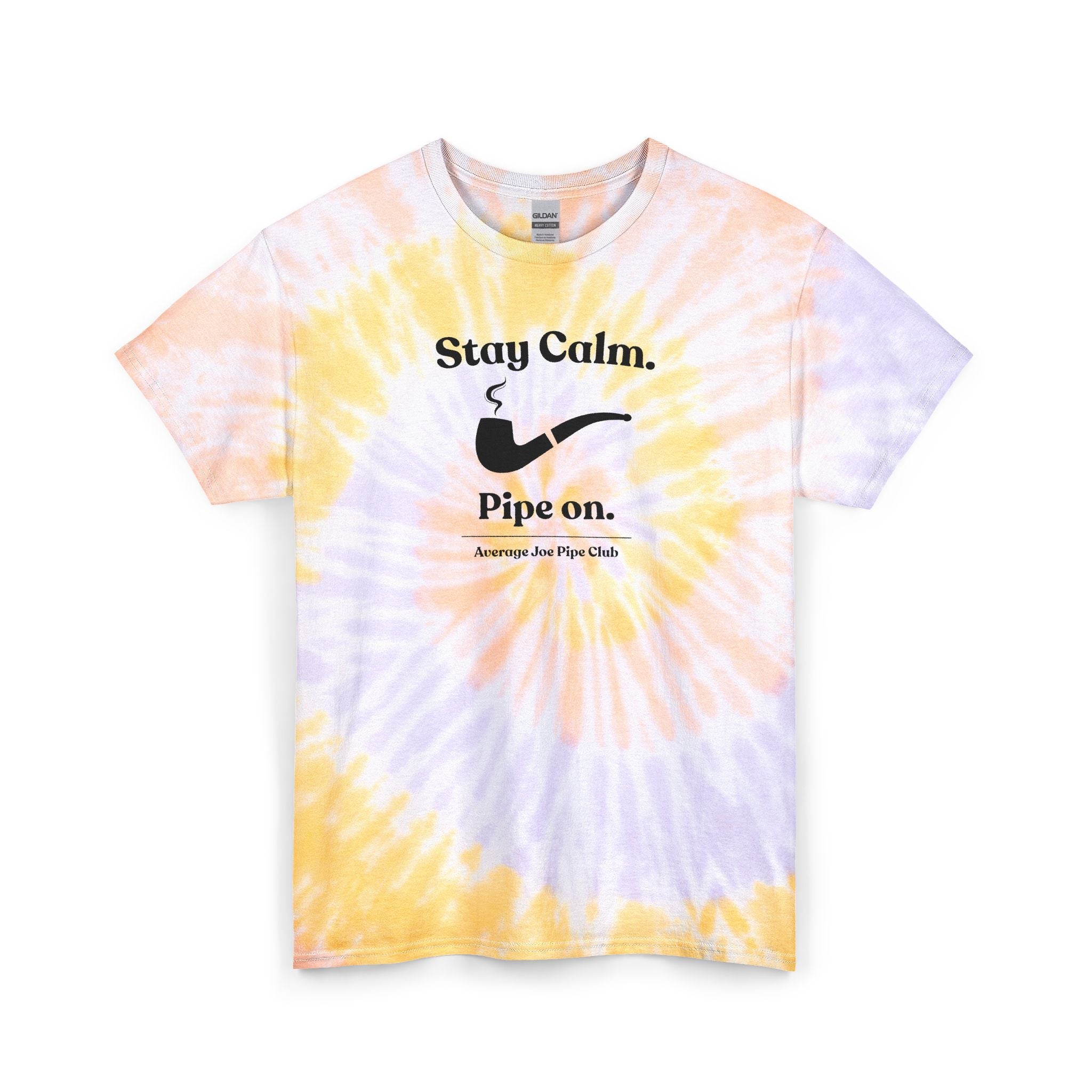 AJPC Tie Dye Tee — "Stay Calm. Pipe On."