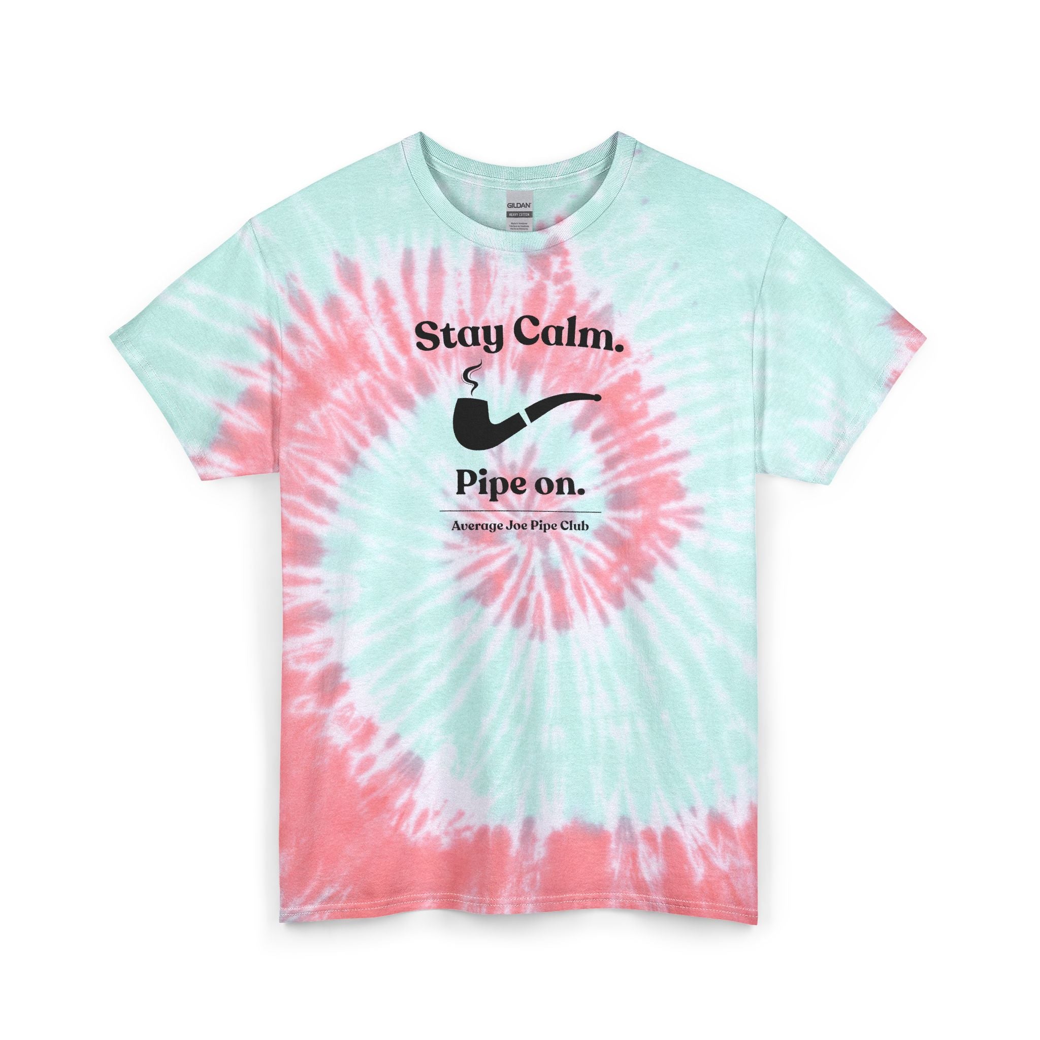 AJPC Tie Dye Tee — "Stay Calm. Pipe On."