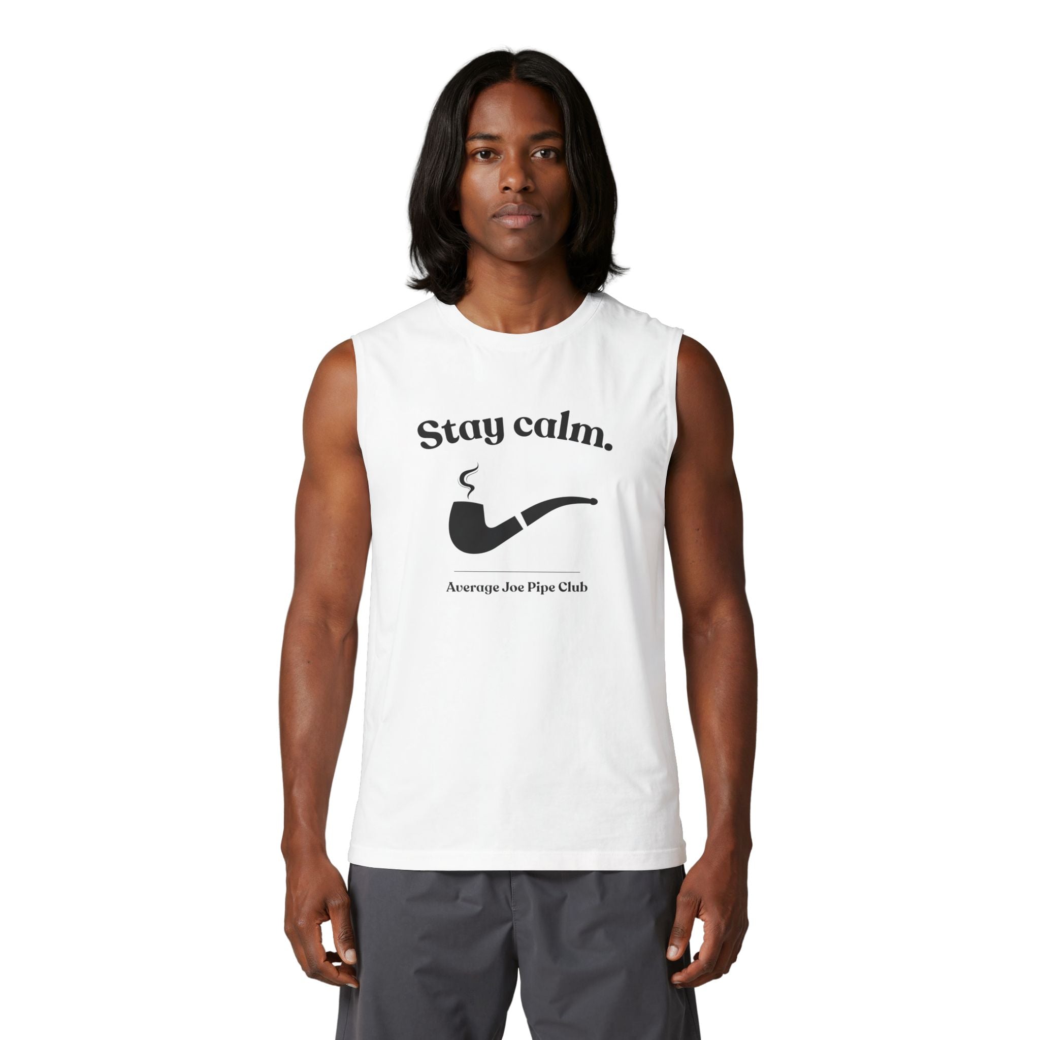 Stay Calm Muscle Tank - Logo on back